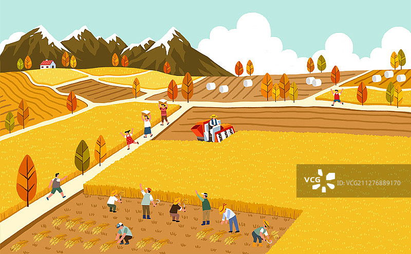 秋季风景插画图片素材