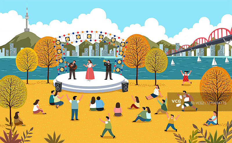 秋季风景插画图片素材