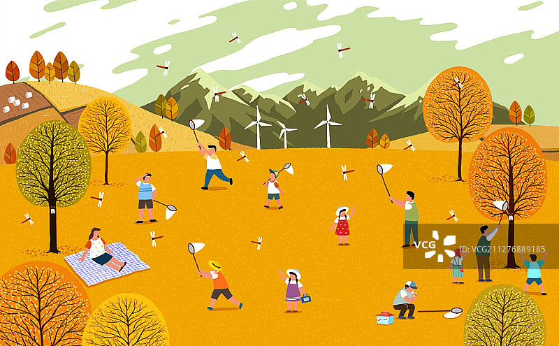 秋季风景插画图片素材