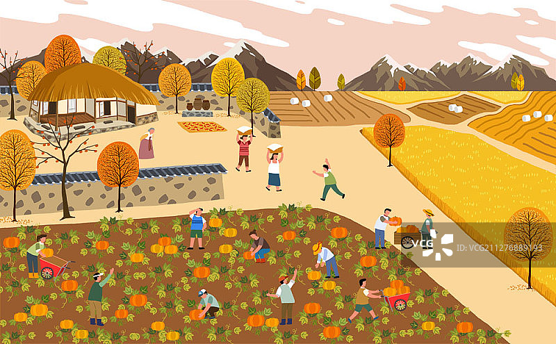 秋季风景插画图片素材