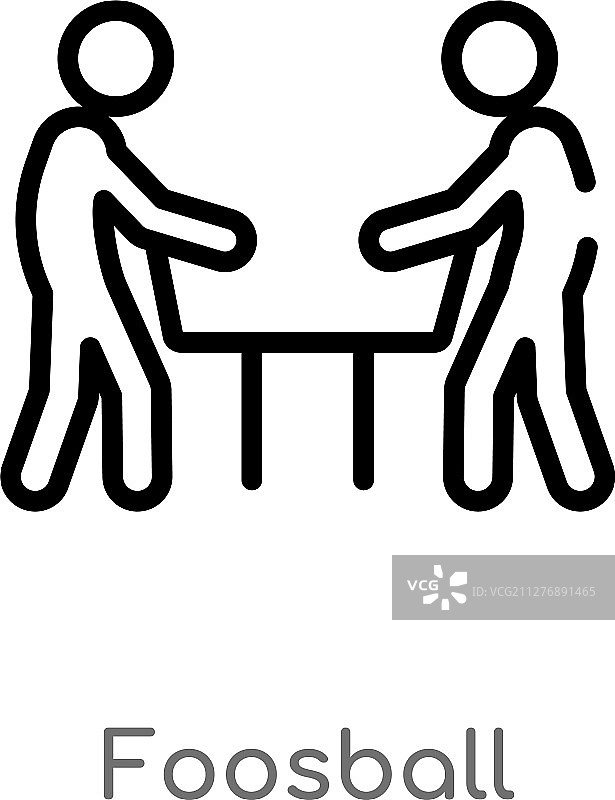 黑色简单线条隔离的桌上足球轮廓图标图片素材