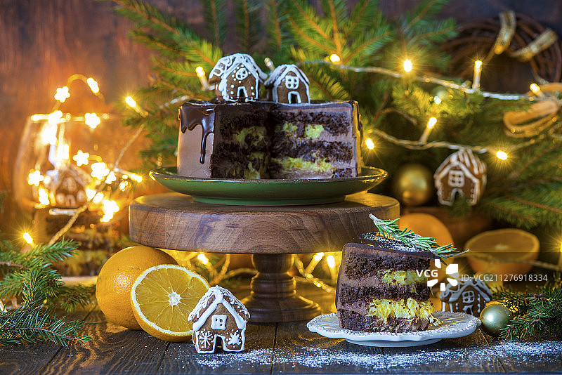 圣诞橙子巧克力蛋糕图片素材