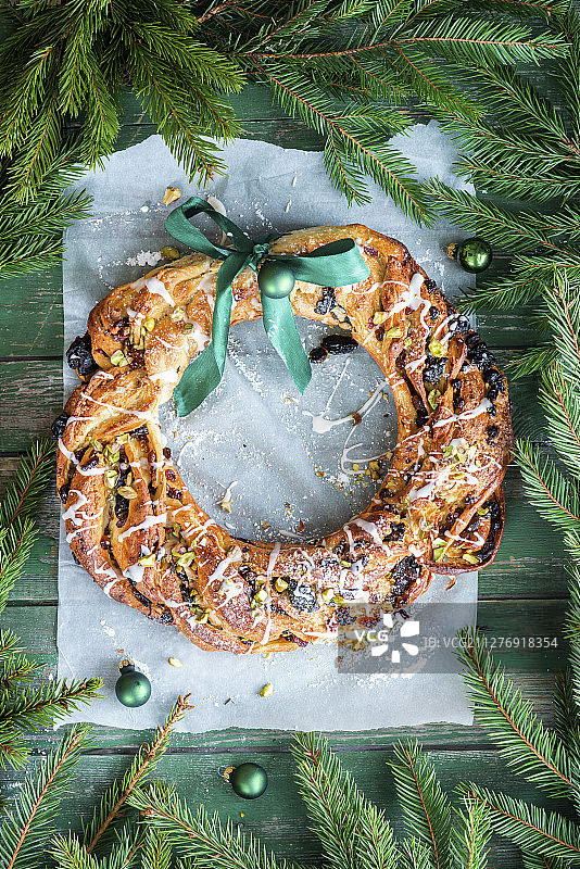 圣诞花环蛋糕图片素材