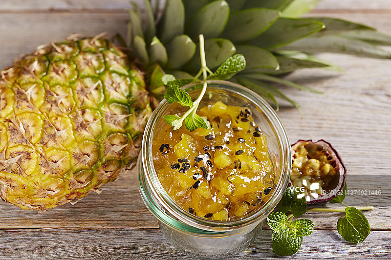 百香果菠萝果酱图片素材