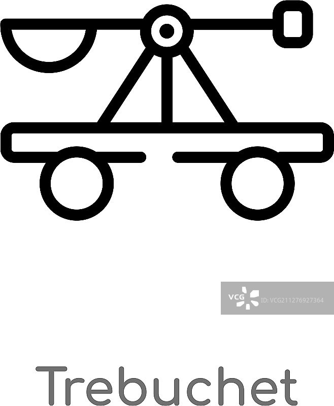 投石机图标黑色简约线条轮廓图片素材