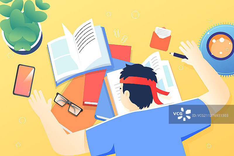 学生教育学习高考加油考试活动矢量插画图片素材