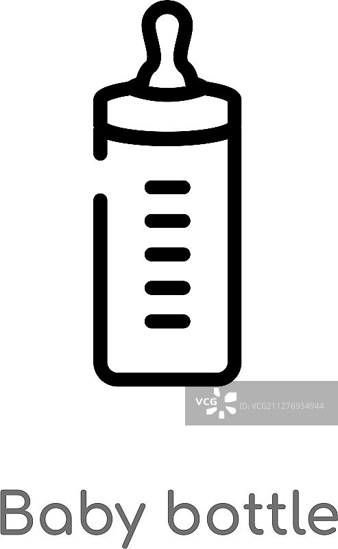 黑色简约轮廓的奶瓶图标图片素材