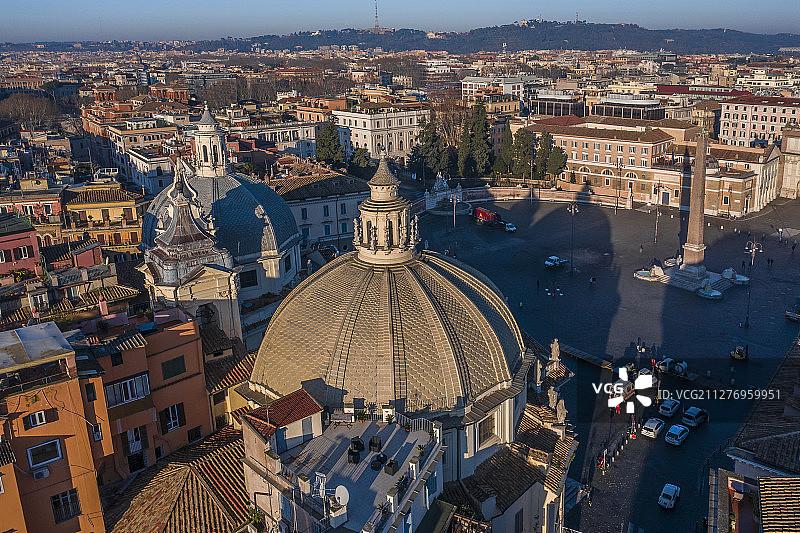 意大利 罗马 人民广场 航拍图片素材