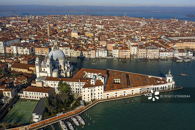 威尼斯 海关大楼 圣玛莉亚安泰教堂 航拍图片素材