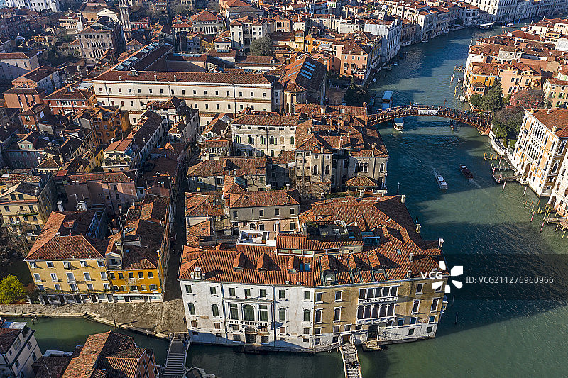 威尼斯 学院桥 建筑风光 航拍图片素材