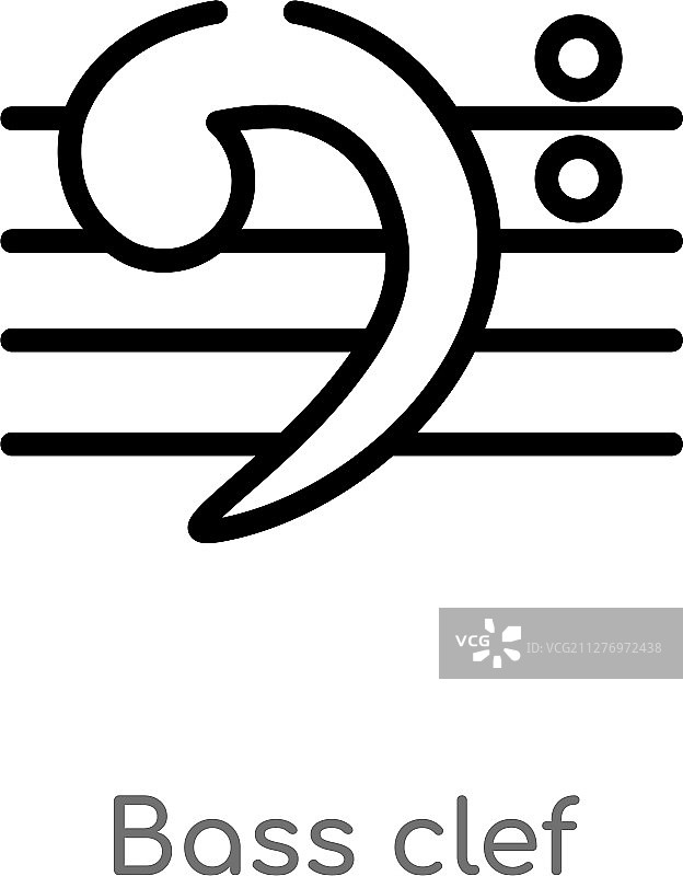 黑色简约低音谱号轮廓图标图片素材