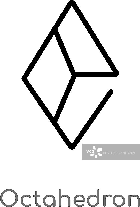 黑色简约八面体图标轮廓图片素材