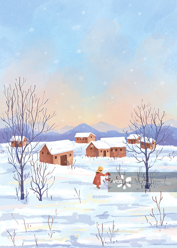 四季的色彩景观节气插画冬至图片素材