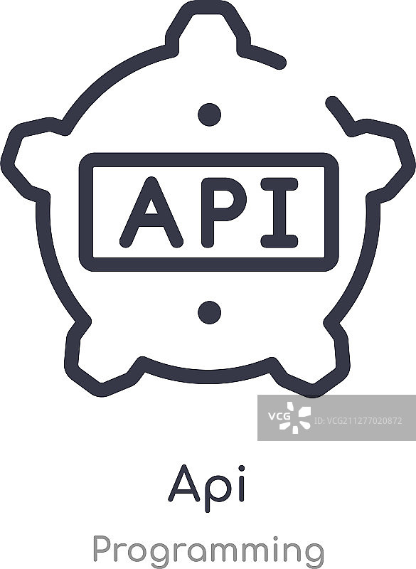 编程中的API轮廓图标隔离线图片素材