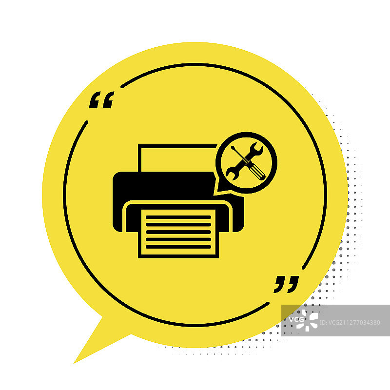 带螺丝刀和扳手图标的黑色打印机图片素材