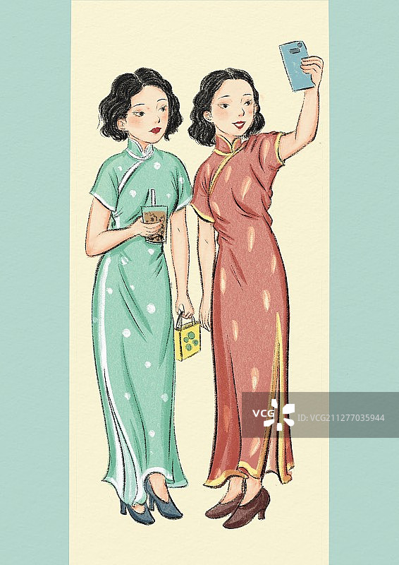 旗袍插画-16图片素材