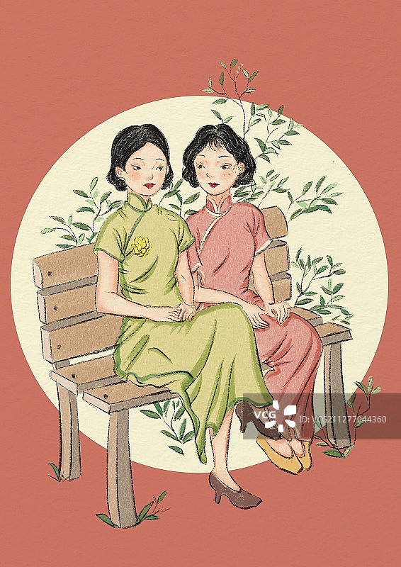 旗袍插画-17图片素材