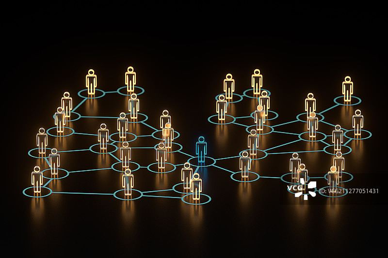 人物模型和关系网络 三维渲染图片素材