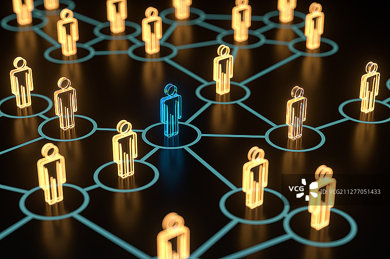 人物模型和关系网络 三维渲染图片素材