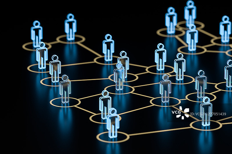 人物模型和关系网络 三维渲染图片素材