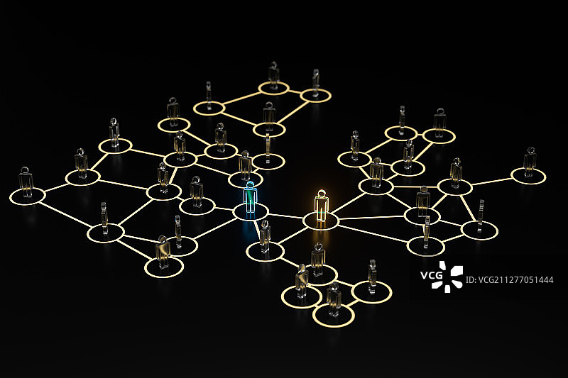 人物模型和关系网络 三维渲染图片素材
