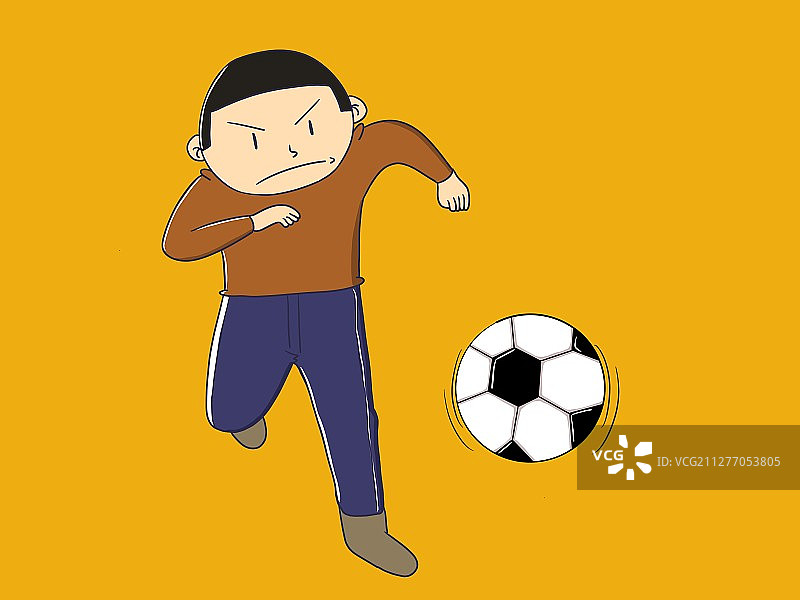 插画：踢球的男孩图片素材
