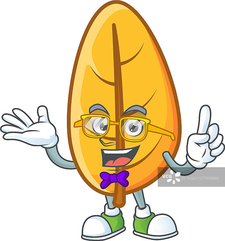 卡通黄色秋叶与极客角色图片素材