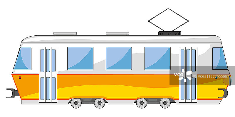 城镇交通：白色背景上的有轨电车图片素材