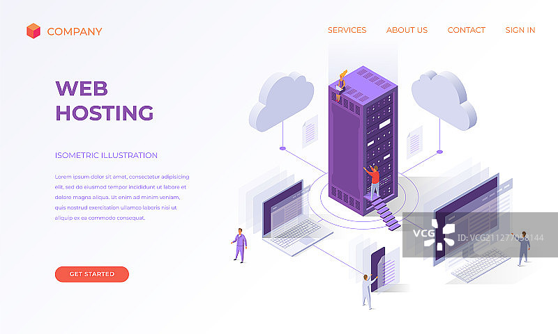云网络主机托管着陆页图片素材