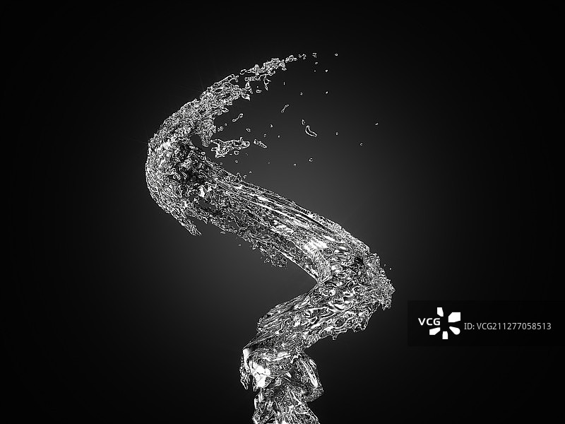 黑色背景下的水流与水花素材图片素材