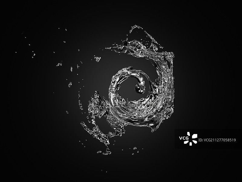 黑色背景下的水流与水花素材图片素材