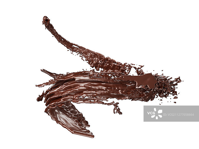 白色背景下流动的巧克力液体素材图片素材