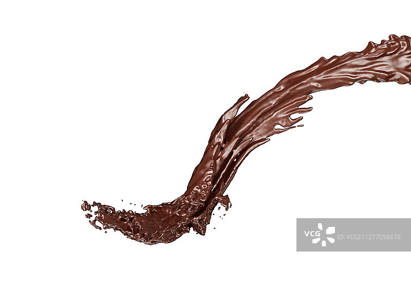 白色背景下流动的巧克力液体素材图片素材