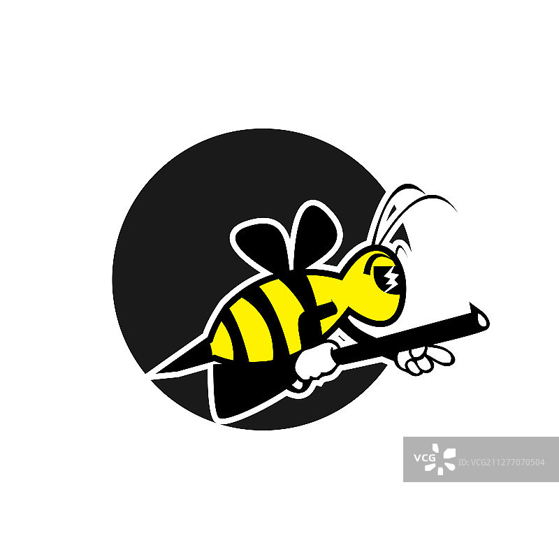 拿着武器的可爱蜜蜂吉祥物图片素材