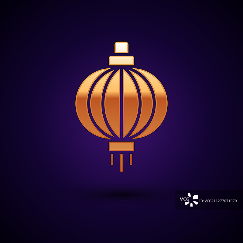 深色背景上的金色日式纸灯笼图标图片素材