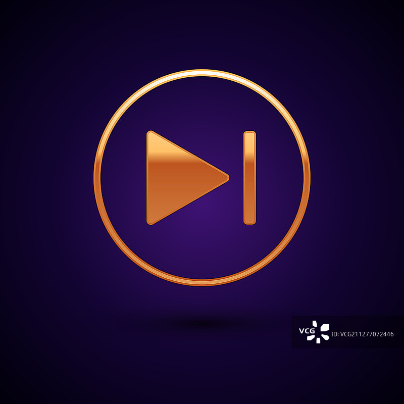 深蓝色背景上的金色快进图标图片素材