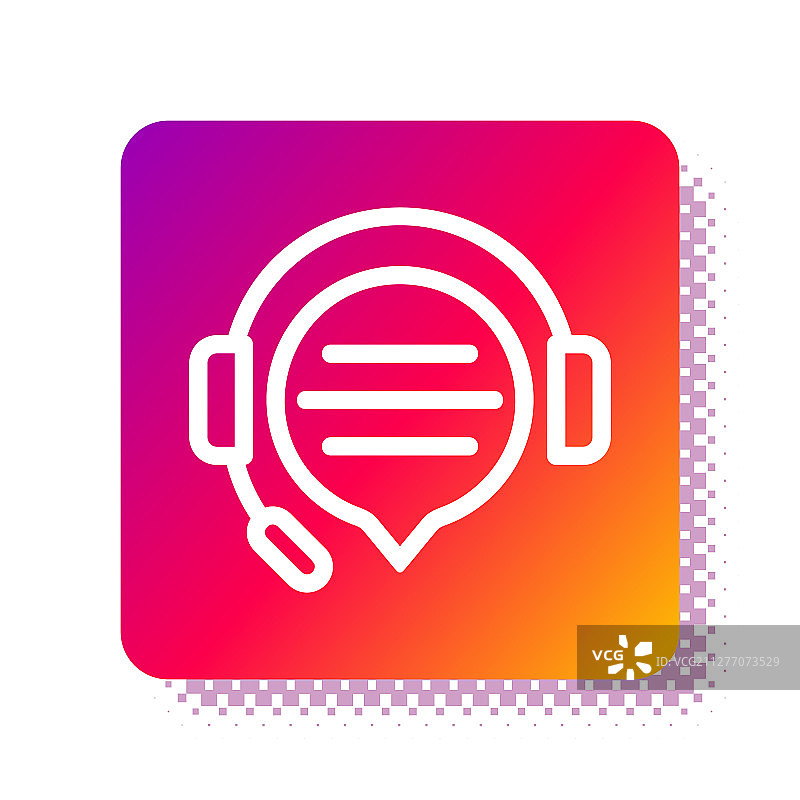 带有语音气泡聊天图标的白色耳机图片素材