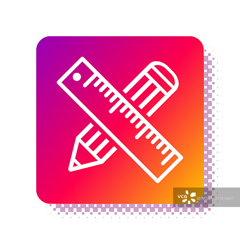 白色交叉尺子和铅笔图标图片素材