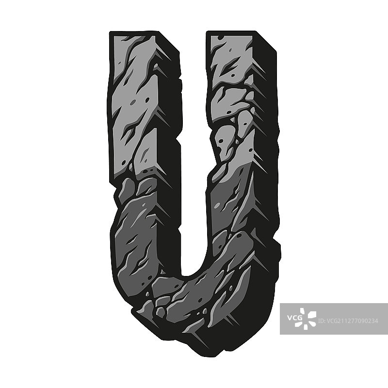 复古灰色字母U概念图片素材