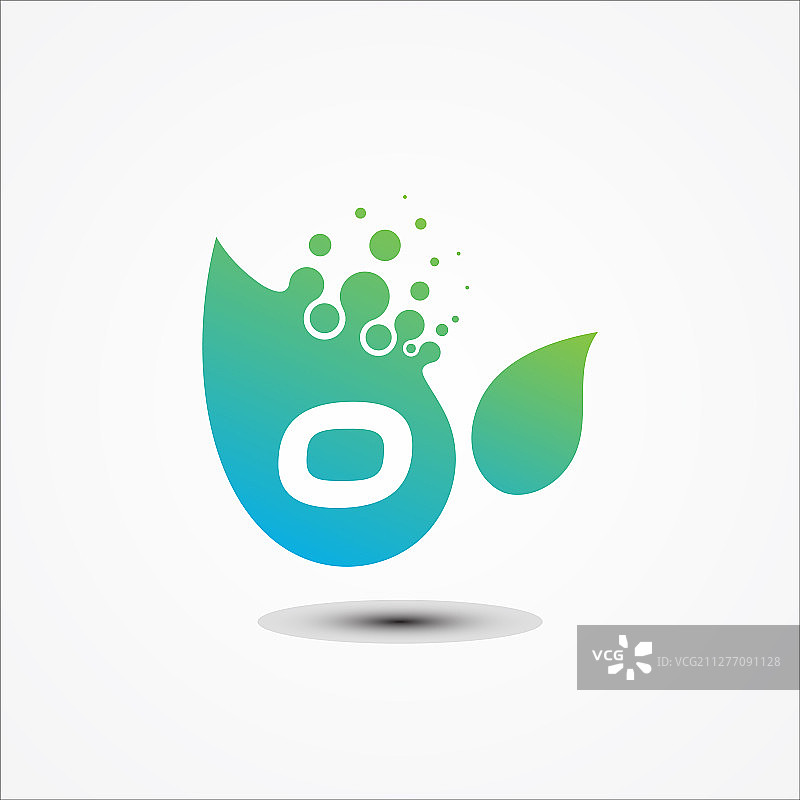 带有O字母符号的简约叶子设计图片素材