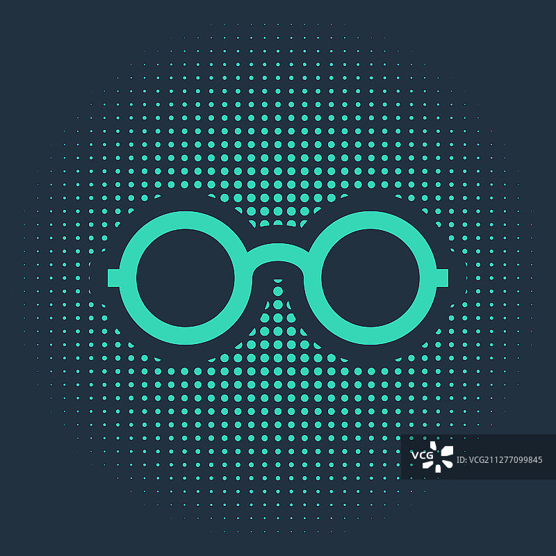 蓝色背景上的绿色眼镜图标图片素材