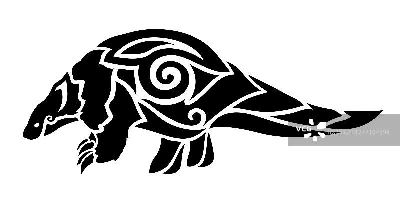 部落风格黑色穿山甲剪影纹身艺术图片素材