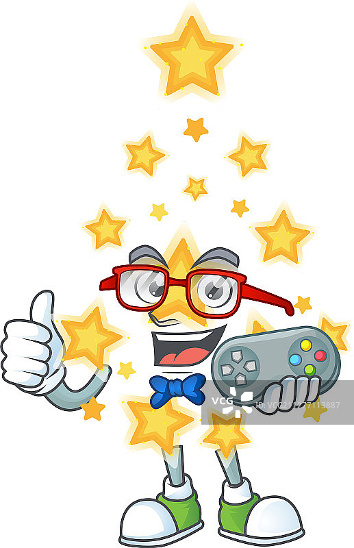 可爱极客游戏玩家圣诞星星卡通人物图片素材