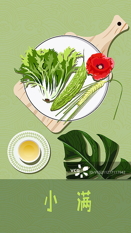 小满节气二十四节气饮食与花卉系列图片素材