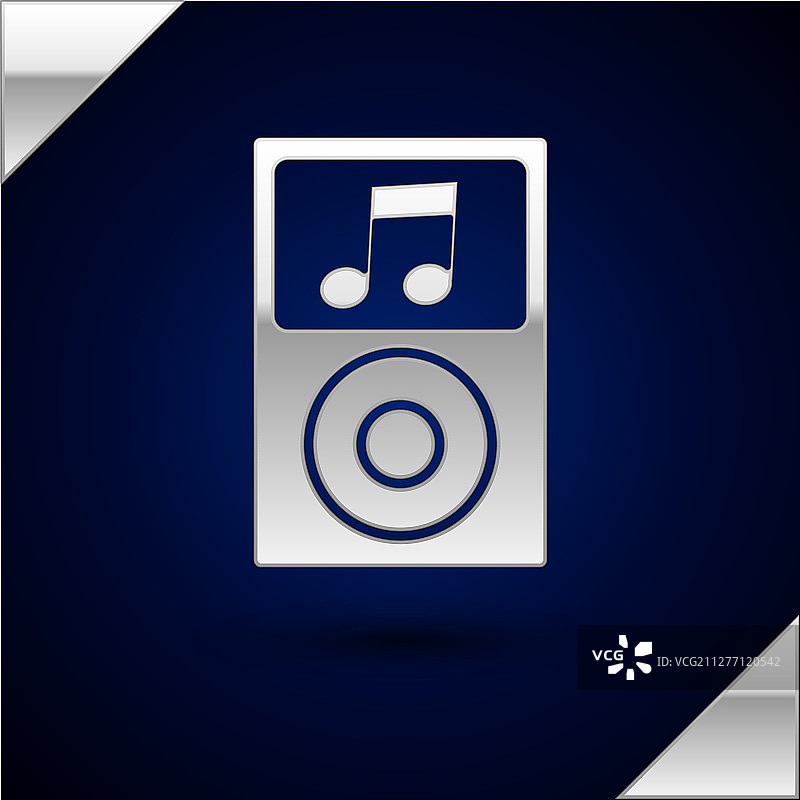 深蓝色背景上的银色音乐播放器图标图片素材