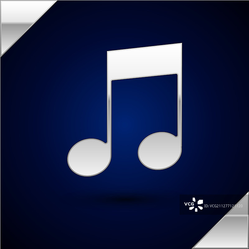 深蓝色背景上的银色音符音调图标图片素材