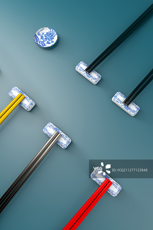 3d渲染的筷子和碟子图片素材