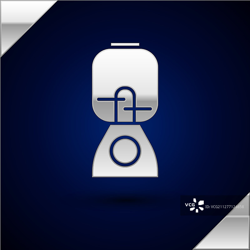 深蓝色背景上的银色搅拌机图标图片素材