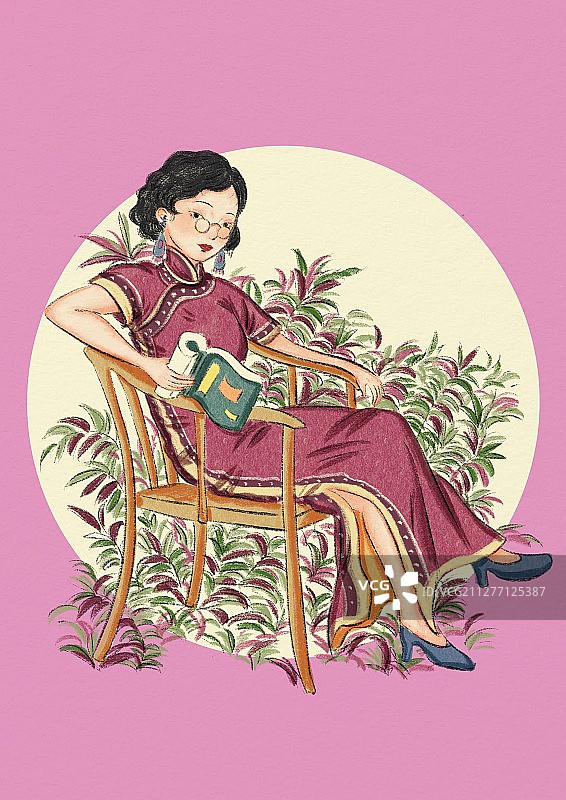 旗袍插画-19图片素材