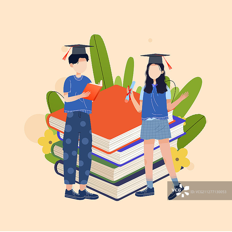 学生学习教育卡通插画图片素材